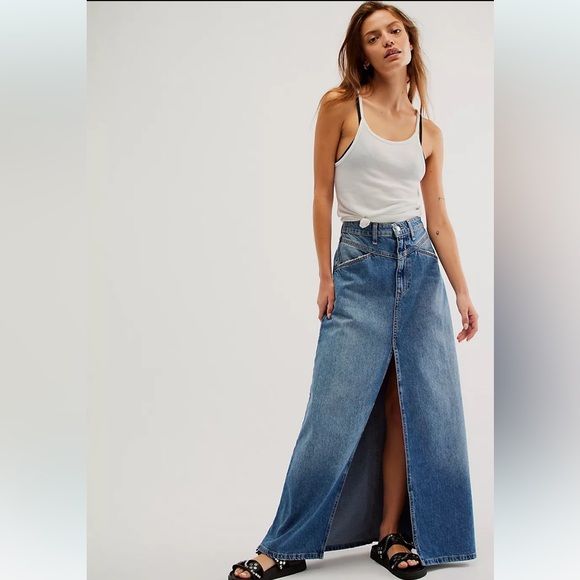We The Free Come As You Are Denim Maxi Skirt NWT size 4 - Picture 6 of 13